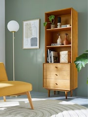 La Redoute Intérieurs Oak Quilda 3 Compartment 3 Drawer Vintage Bookcase - Image 1 of 6