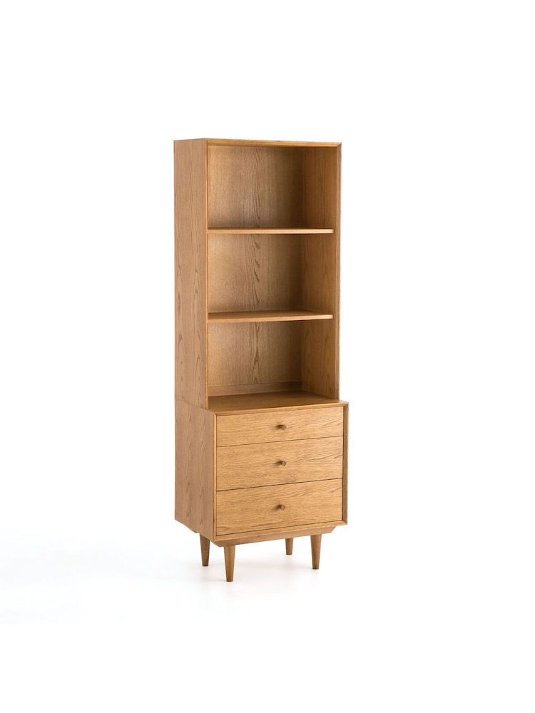 La Redoute Intérieurs Oak Quilda 3 Compartment 3 Drawer Vintage Bookcase - Image 2 of 6