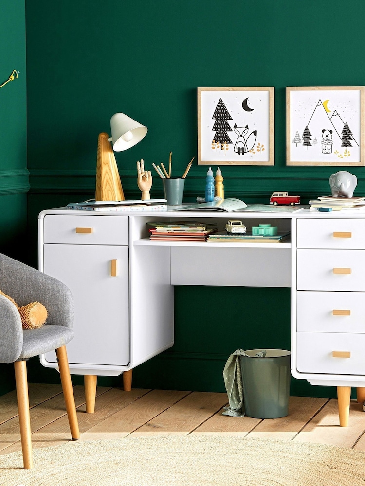 La Redoute Intérieurs White Jimi Double Pedestal Desk - Image 1 of 4