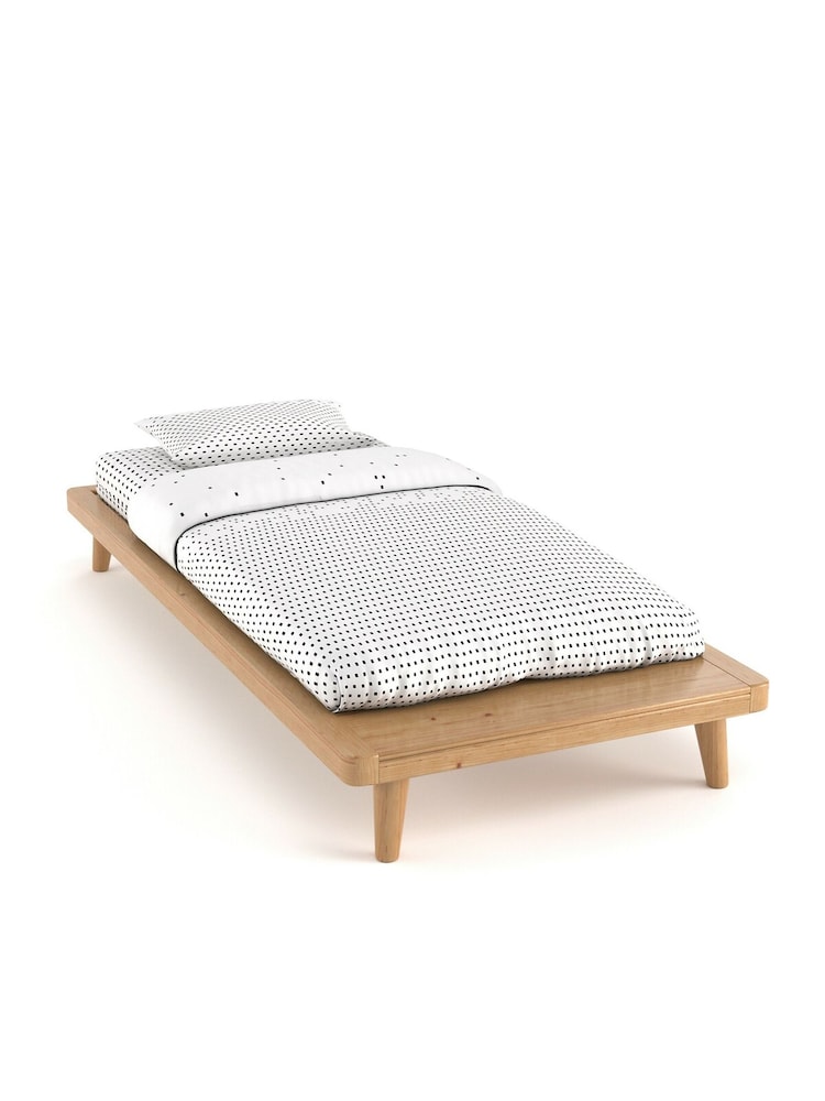 La Redoute Intérieurs Oak Stained Pine Jimi Platform Bed with Shelf - Image 2 of 5