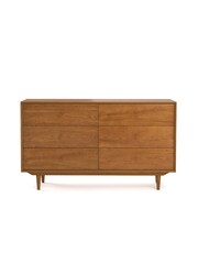 La Redoute Intérieurs Light Oak Quilda Wooden Chest of 6 Drawers - Image 1 of 4