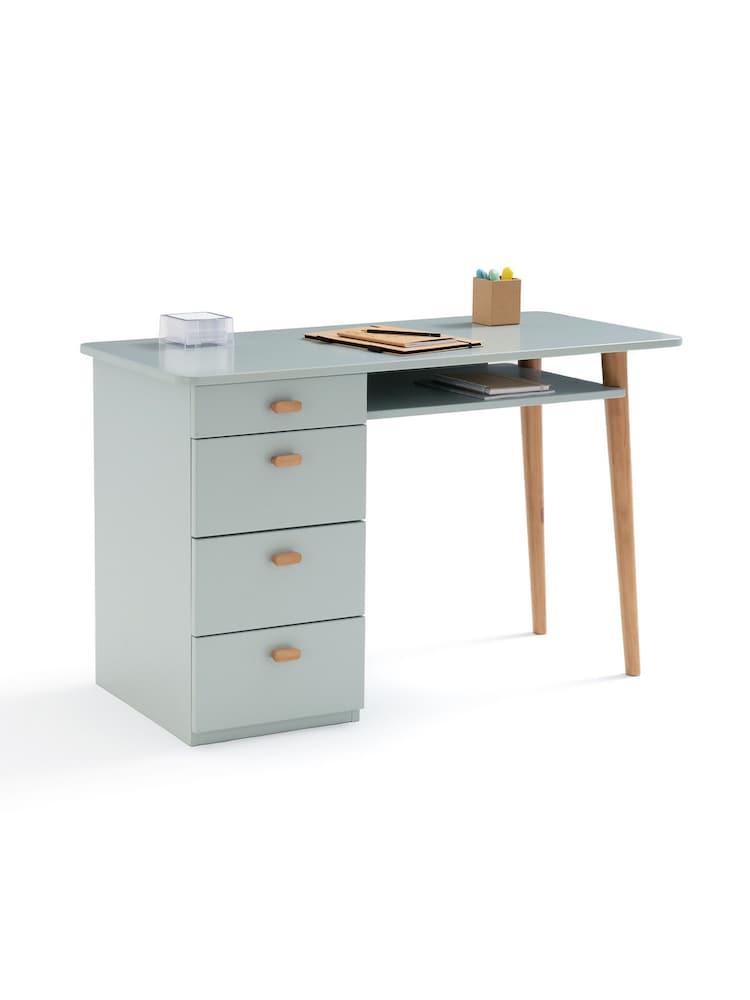 La Redoute Intérieurs Grey Green Jimi 4 Drawer Desk - Image 2 of 4