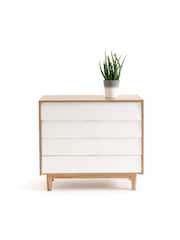 La Redoute Intérieurs White and Wood Jimi Chest of 4 Drawers - Image 1 of 4