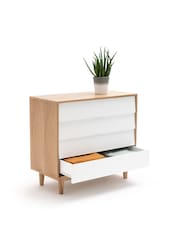 La Redoute Intérieurs White and Wood Jimi Chest of 4 Drawers - Image 2 of 4
