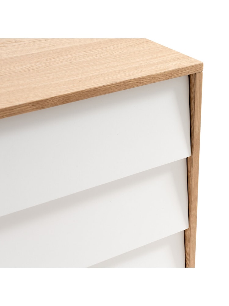 La Redoute Intérieurs White and Wood Jimi Chest of 4 Drawers - Image 4 of 4