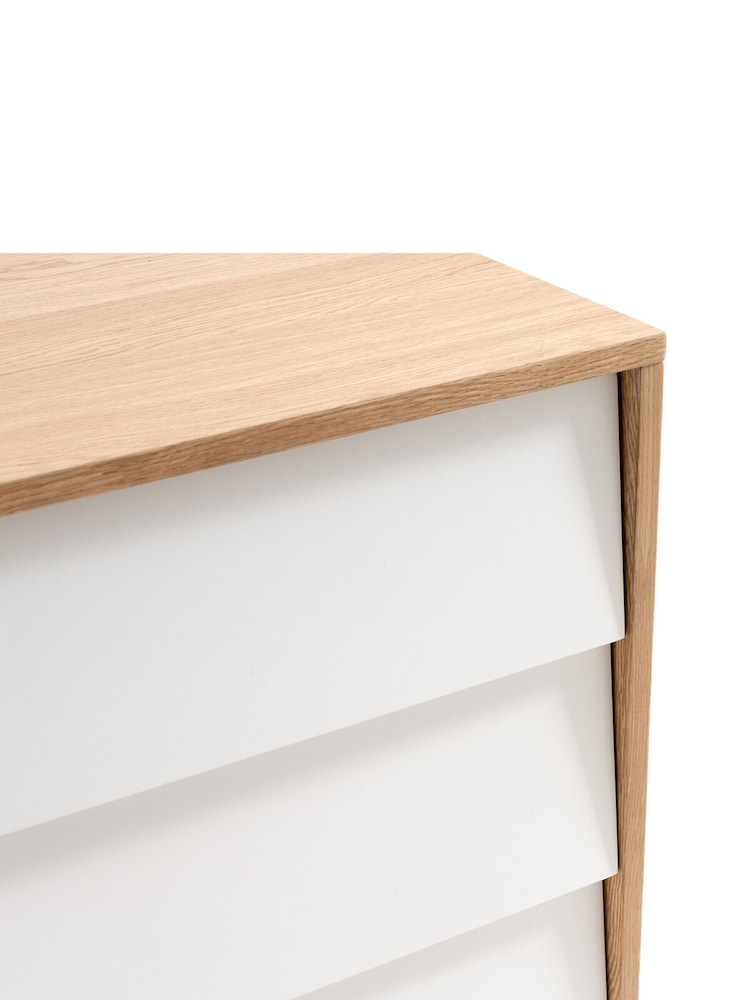 La Redoute Intérieurs White and Wood Jimi Scandi Chest of 4 Drawers - Image 5 of 5