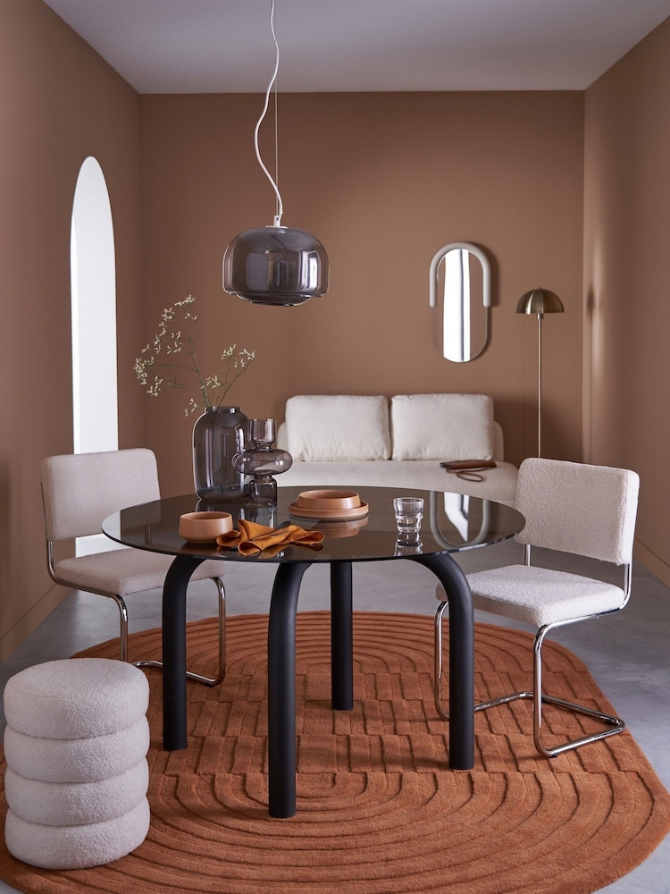 La Redoute Intérieurs Black Polly Smoked 4 Seater Glass and Steel Dining Table - Image 1 of 4