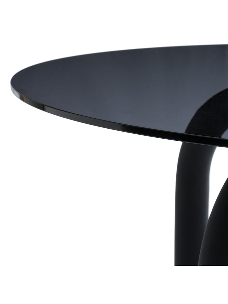 La Redoute Intérieurs Black Polly Smoked 4 Seater Glass and Steel Dining Table - Image 4 of 4