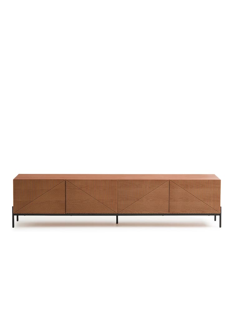 La Redoute Intérieurs Walnut and Black Lodge Vintage Hi-Fi TV Stand - Image 2 of 6