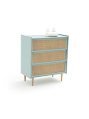 La Redoute Intérieurs Grey Green Taga Cane Detail Chest of 3 Drawers - Image 1 of 4