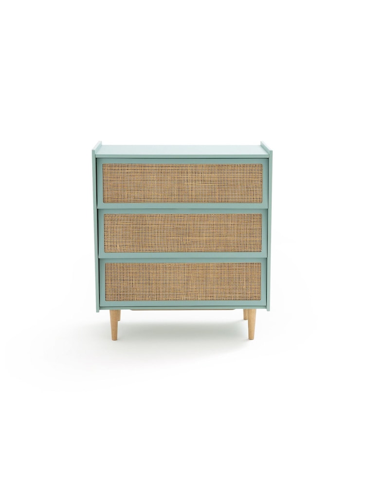 La Redoute Intérieurs Grey Green Taga Cane Detail Chest of 3 Drawers - Image 2 of 4