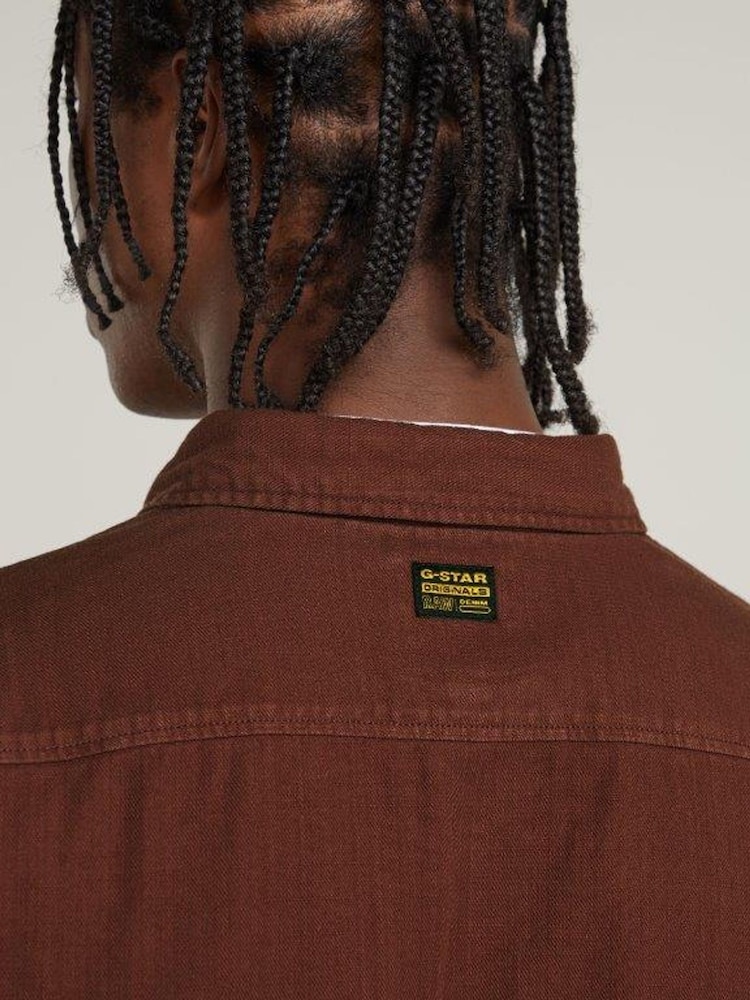 G Star Brown Marine 100% Cotton Slim Shirt - Image 6 of 6