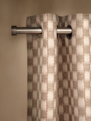 Natural/Orange Stripe Jacquard Eyelet Lined Curtains - Image 1 of 5
