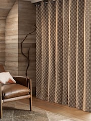 Natural/Orange Stripe Jacquard Eyelet Lined Curtains - Image 3 of 5