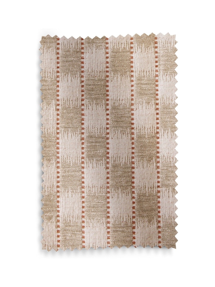 Natural/Orange Stripe Jacquard Eyelet Lined Curtains - Image 5 of 5
