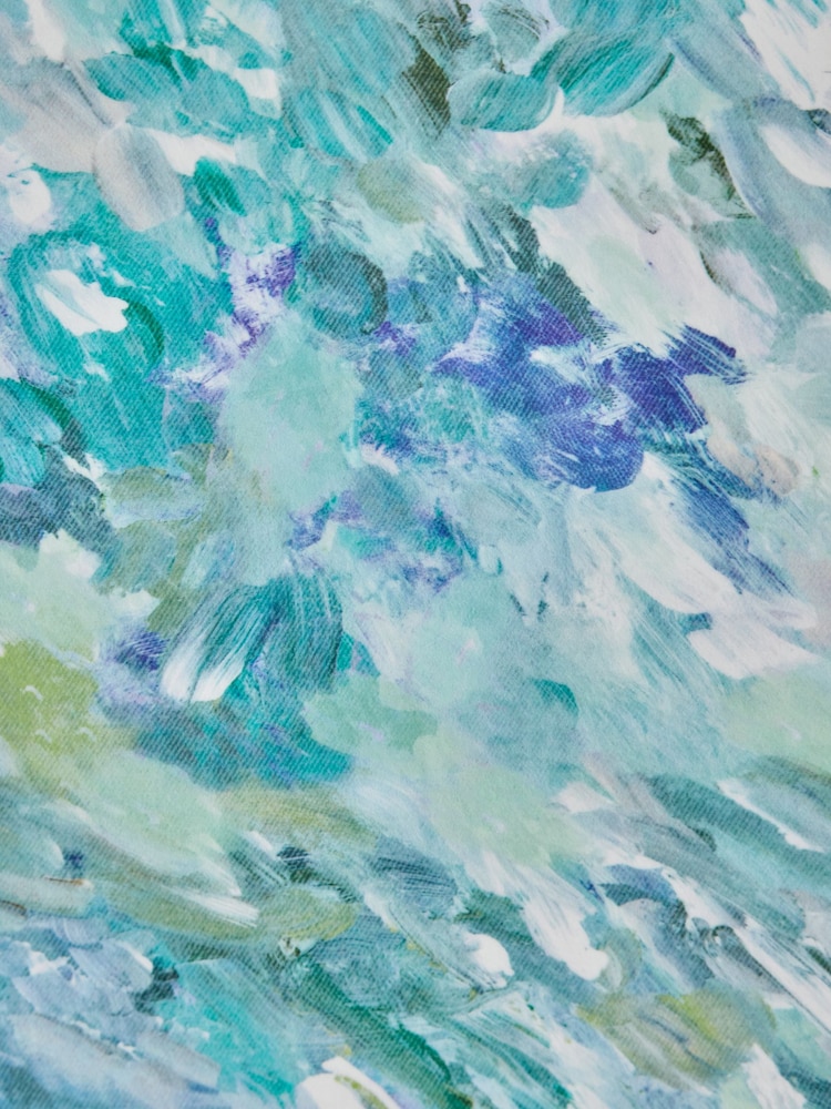 Green/Blue Blurred Abstract Printed Velvet Eyelet Lined Curtains - Image 2 of 2