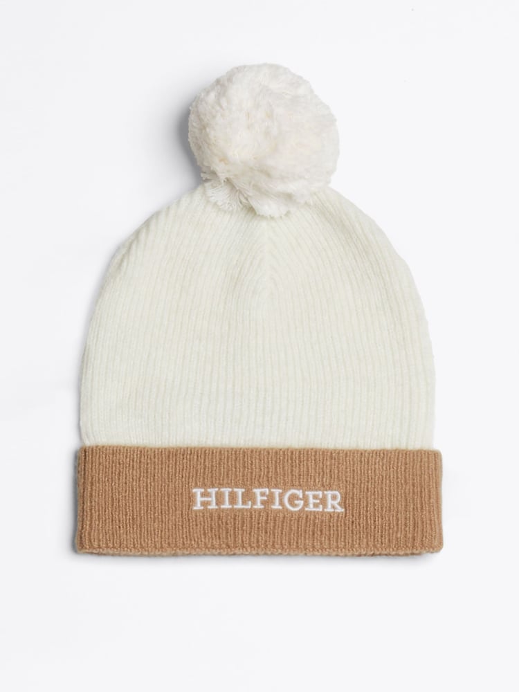 Tommy Hilfiger White Monotype Beanie - Image 1 of 4 Tommy Hilfiger White Monotype Beanie - Image 1 of 4