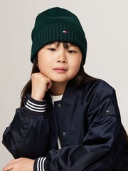 Tommy Hilfiger Green Small Flag Beanie - Image 2 of 6