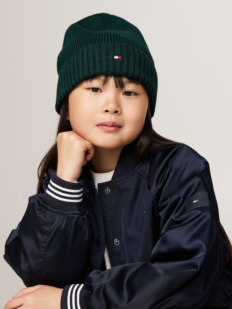 Tommy Hilfiger Green Small Flag Beanie - Image 2 of 6