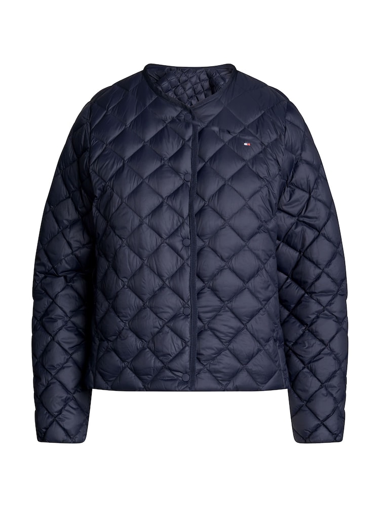 כחול  - Tommy Hilfiger ז'קט פוך ללא צווארון בדוגמת תפירת טלאים - Image 5 of 6
