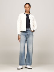 Tommy Hilfiger White Down Quilted Collarless Jacket - Image 2 of 6