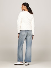 Tommy Hilfiger White Down Quilted Collarless Jacket - Image 3 of 6