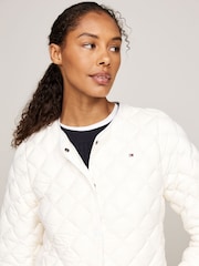 Tommy Hilfiger White Down Quilted Collarless Jacket - Image 4 of 6