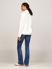 Tommy Hilfiger Cream Cotton Roll Neck Cream Jumper - Image 4 of 5