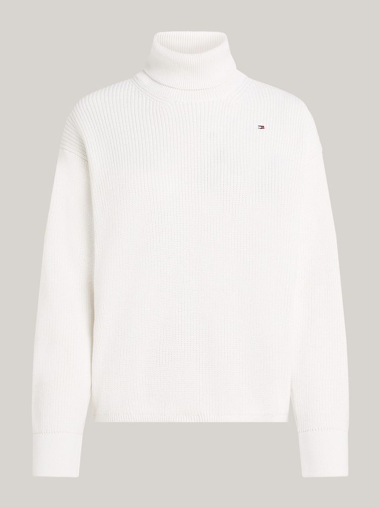 Tommy Hilfiger Cream Cotton Roll Neck Cream Jumper - Image 5 of 5