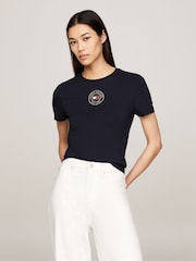 Tommy Hilfiger Blue Slim Fit Nautical Graphic Crew Neck Short Sleeved T-Shirt - Image 1 of 5