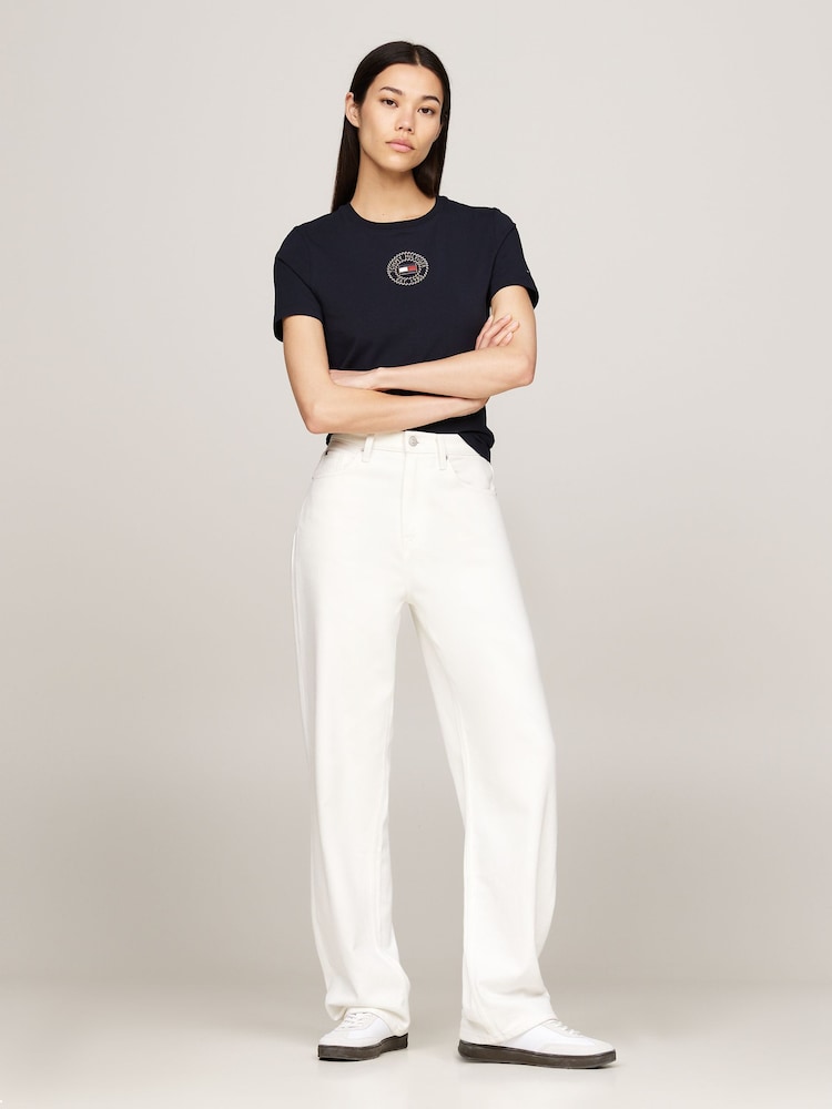 Tommy Hilfiger Blue Slim Fit Nautical Graphic Crew Neck Short Sleeved T-Shirt - Image 2 of 5 Tommy Hilfiger Blue Slim Fit Nautical Graphic Crew Neck Short Sleeved T-Shirt - Image 2 of 5