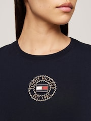 Tommy Hilfiger Blue Slim Fit Nautical Graphic Crew Neck Short Sleeved T-Shirt - Image 4 of 5
