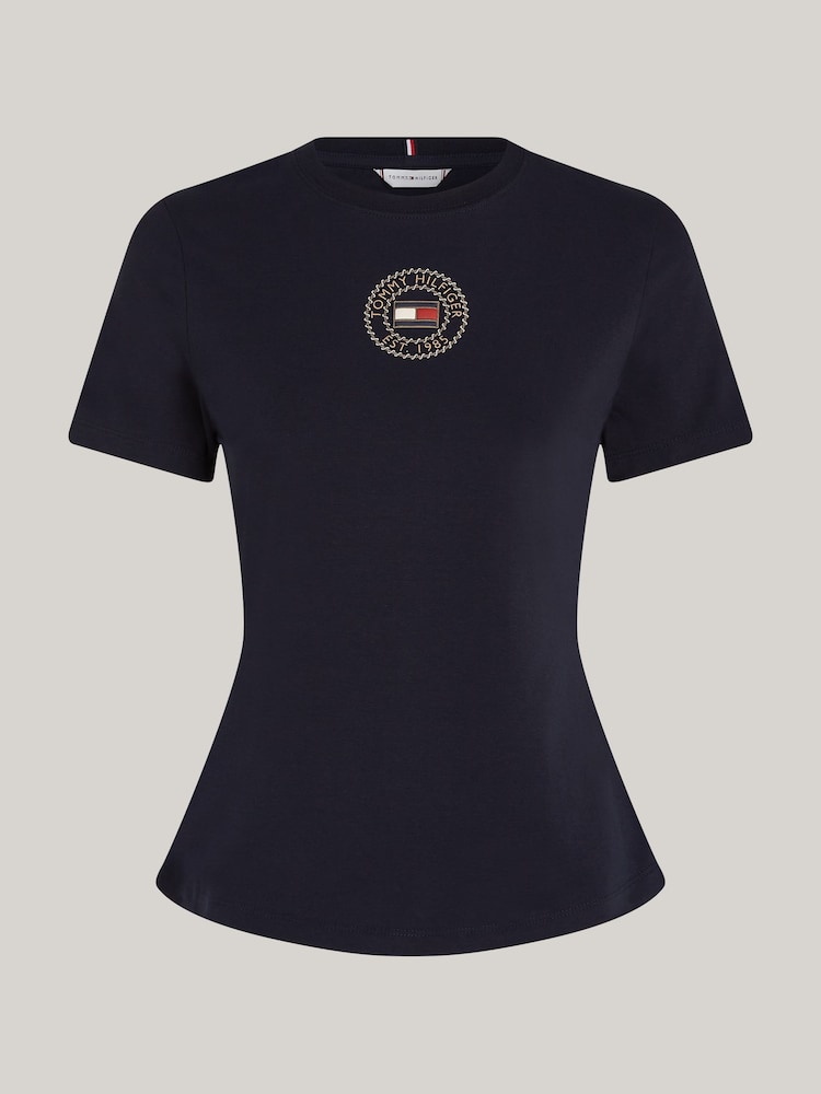 Tommy Hilfiger Blue Slim Fit Nautical Graphic Crew Neck Short Sleeved T-Shirt - Image 5 of 5