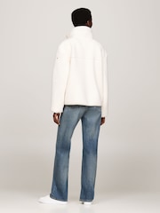 Tommy Hilfiger White Regular Fit Teddy Zip Up Jacket - Image 2 of 5