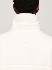 Tommy Hilfiger White Regular Fit Teddy Zip Up Jacket - Image 4 of 5