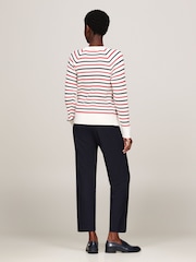 Tommy Hilfiger Stripe 100% Organic Cotton Cable Crew Neck Sweater - Image 4 of 5