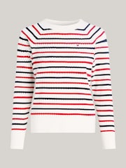 Tommy Hilfiger Stripe 100% Organic Cotton Cable Crew Neck Sweater - Image 5 of 5