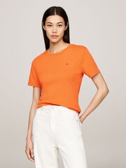 Tommy Hilfiger Orange Slim Fit Cody Crew Neck Short Sleeve 100% Cotton T-Shirt - Image 1 of 5