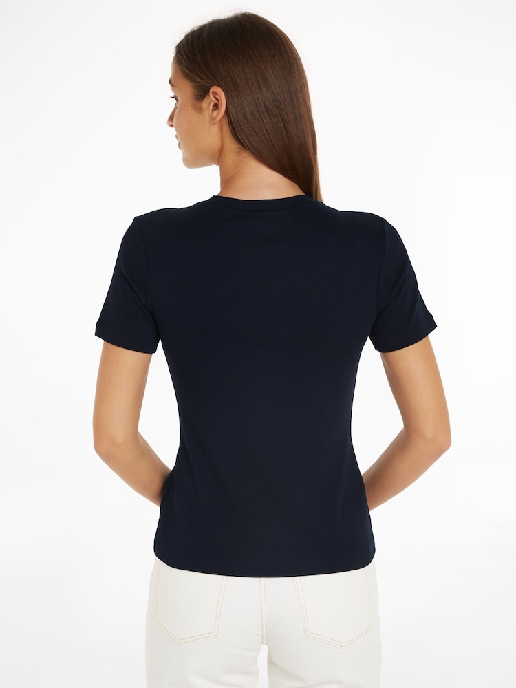 Tommy Hilfiger Blue Slim Fit Cody Crew Neck Short Sleeve 100% Cotton T-Shirt - Image 2 of 5