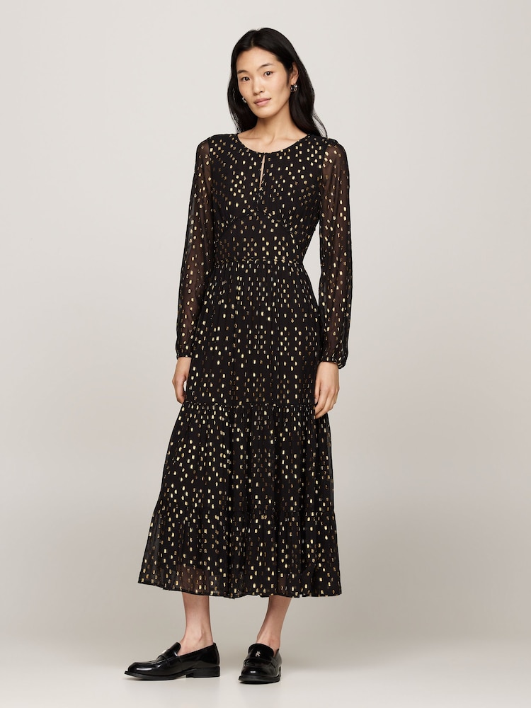 Tommy Hilfiger Black Fil Coupe Sparkle Maxi Dress - Image 1 of 5