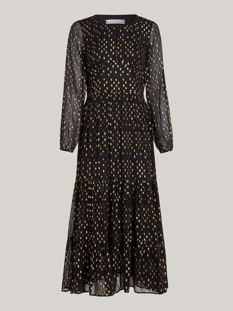 Tommy Hilfiger Black Fil Coupe Sparkle Maxi Dress - Image 5 of 5