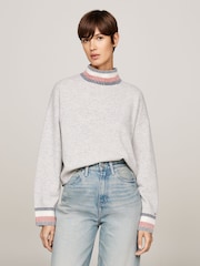 Tommy Hilfiger Grey Global Relaxed Mock Neck Sweater - Image 1 of 5