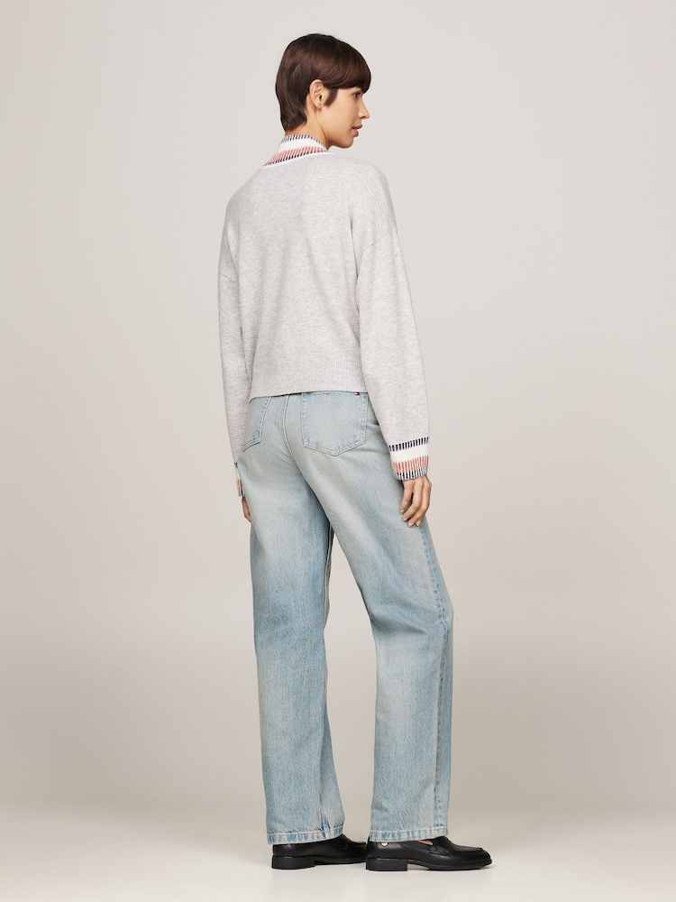Tommy Hilfiger Grey Global Relaxed Mock Neck Sweater - Image 2 of 5