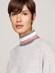 Tommy Hilfiger Grey Global Relaxed Mock Neck Sweater - Image 4 of 5