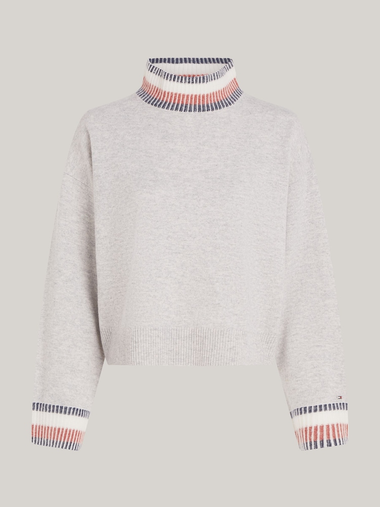 Tommy Hilfiger Grey Global Relaxed Mock Neck Sweater - Image 5 of 5