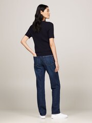 Tommy Hilfiger Blue Cotton Cable Crew Neck Sweater - Image 4 of 5