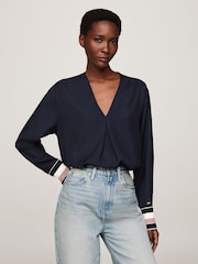 Tommy Hilfiger Relaxed Blue Global Stripe Blouse - Image 1 of 5