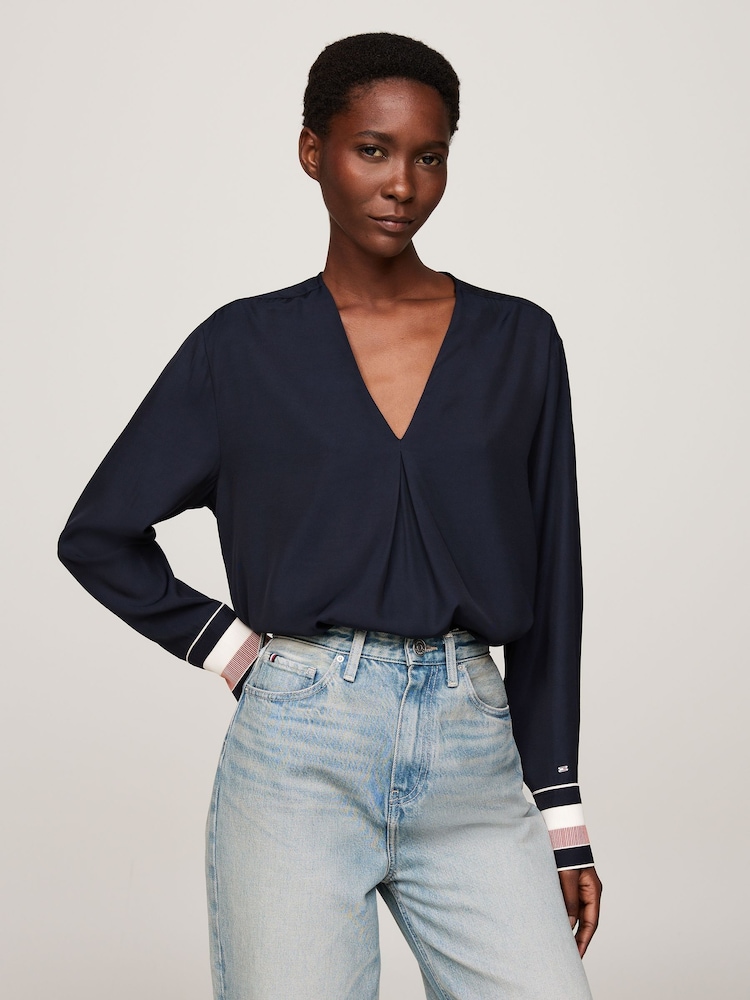 Tommy Hilfiger Relaxed Blue Global Stripe Blouse - Image 1 of 5