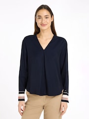 Tommy Hilfiger Relaxed Blue Global Stripe Blouse - Image 3 of 5
