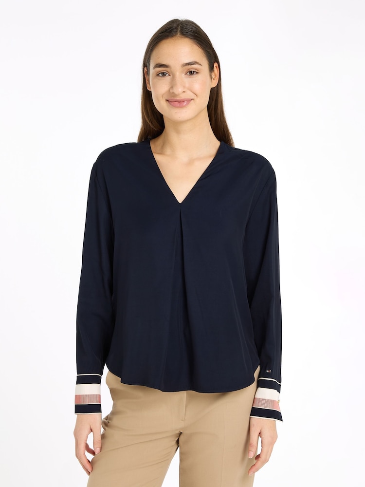 Tommy Hilfiger Relaxed Blue Global Stripe Blouse - Image 3 of 5